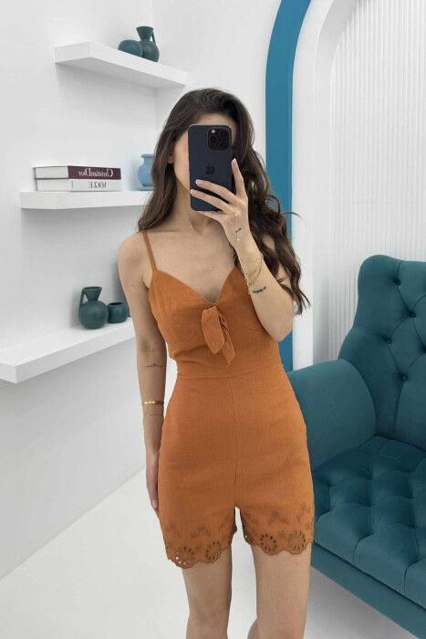 RIBBON DETAILS WOMAN JUMPSUIT BRICK/TULLE - 2