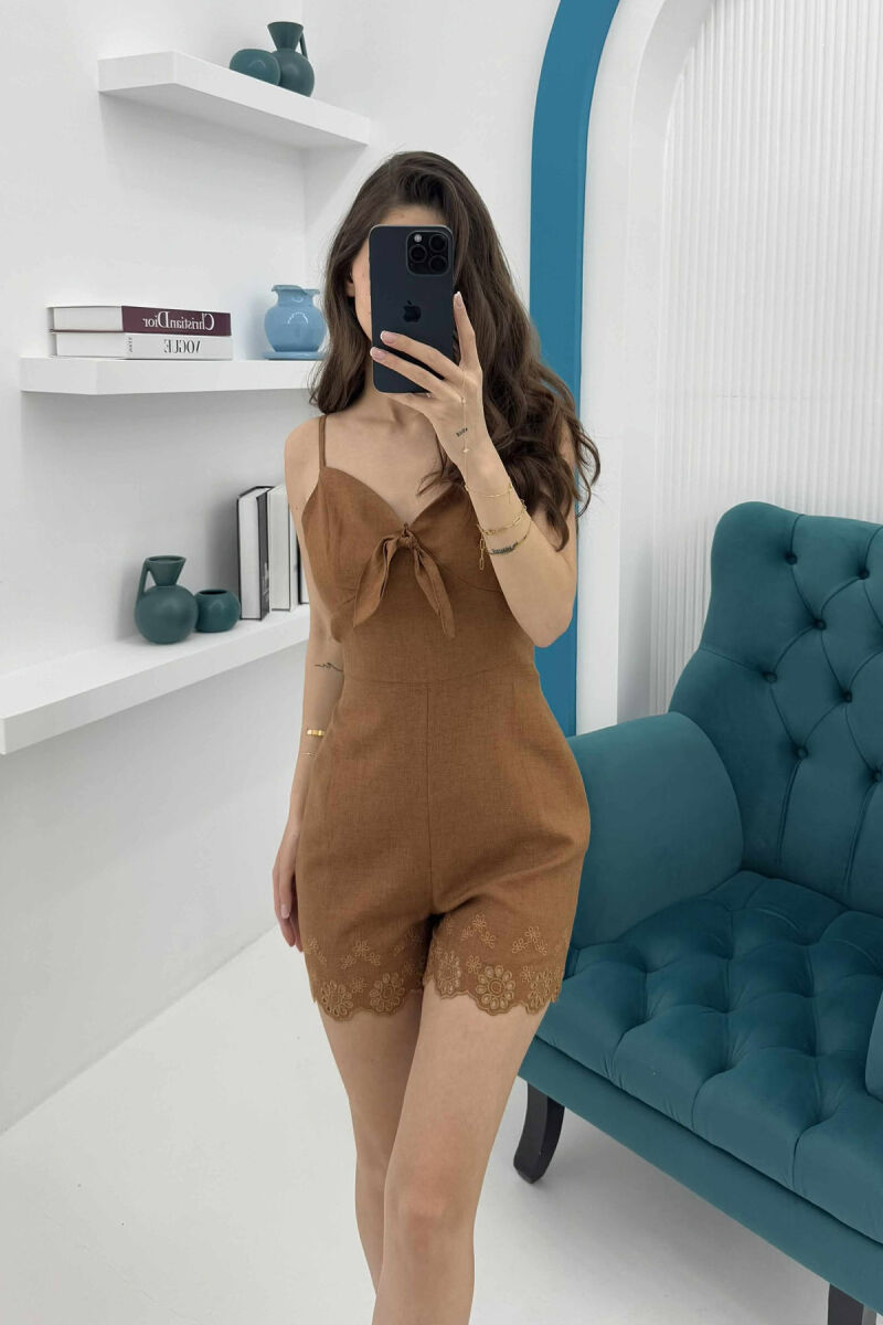 RIBBON DETAILS WOMAN JUMPSUIT BROWN/KAFE - 2