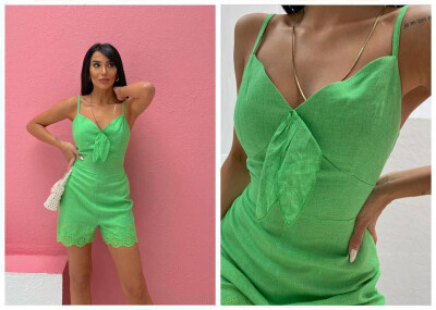 JUMPSUIT PËR FEMRA NË NGJYRËN JESHILE E ZBARDHUR 