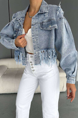 RIPPED DENIM WOMEN JACKETS LIGHTBLUE/BZ 