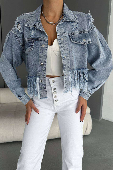 RIPPED DENIM WOMEN JACKETS LIGHTBLUE/BZ - 2