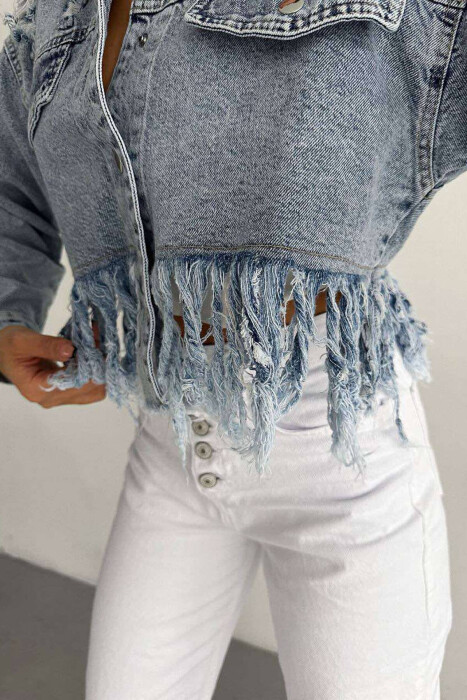 RIPPED DENIM WOMEN JACKETS LIGHTBLUE/BZ - 4