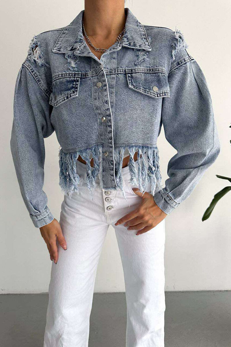 RIPPED DENIM WOMEN JACKETS LIGHTBLUE/BZ - 5