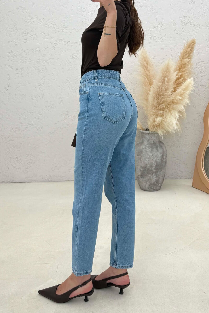 RIPPED DETAILS ONE COLOR WOMAN JEANS LIGHTBLUE/BZ - 4