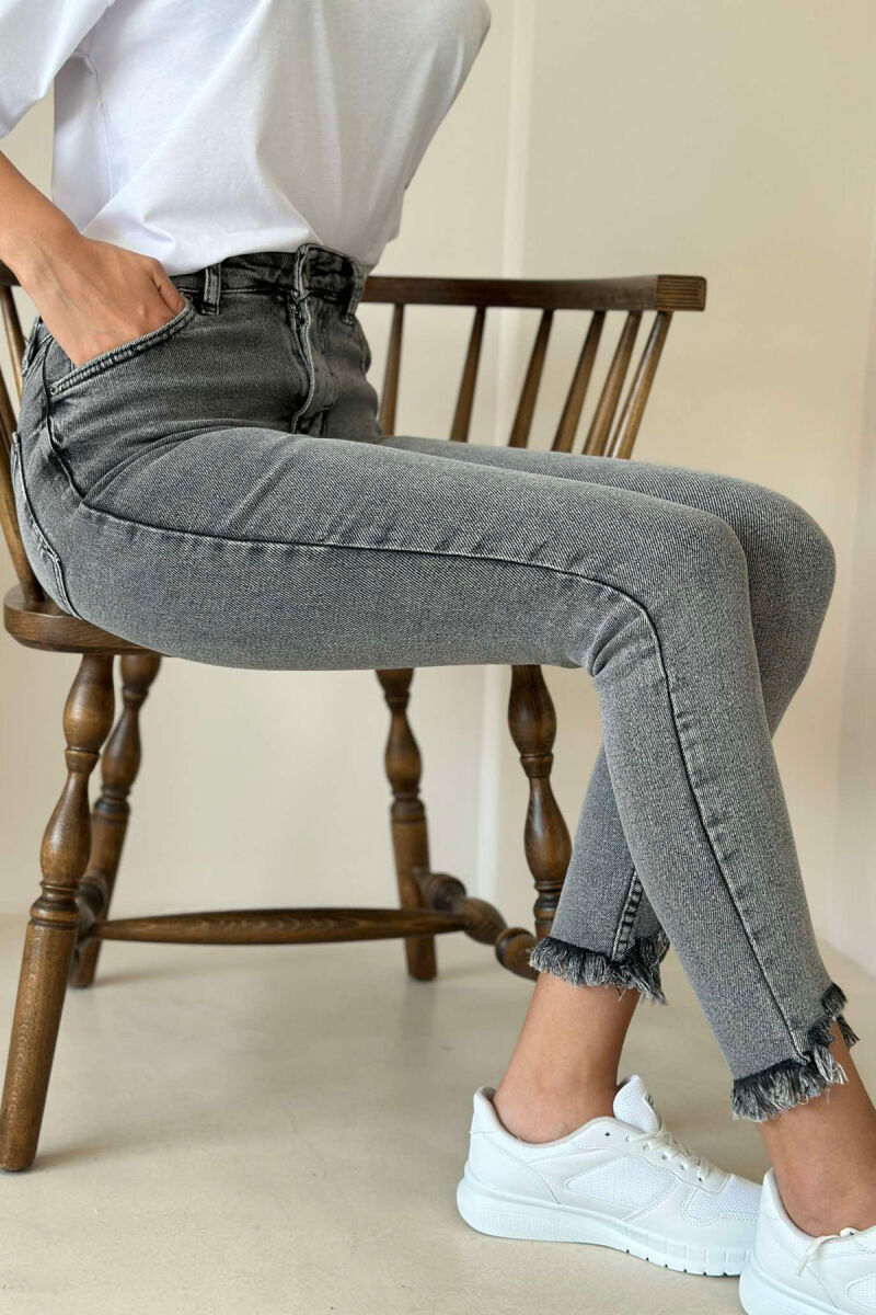 RIPPED END WOMEN JEANS GREY/GRI - 2