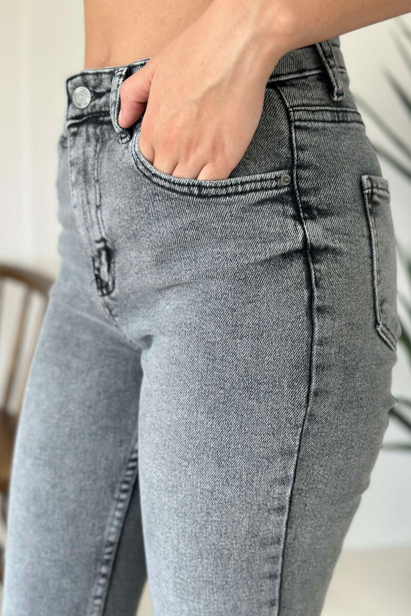 RIPPED END WOMEN JEANS GREY/GRI - 4