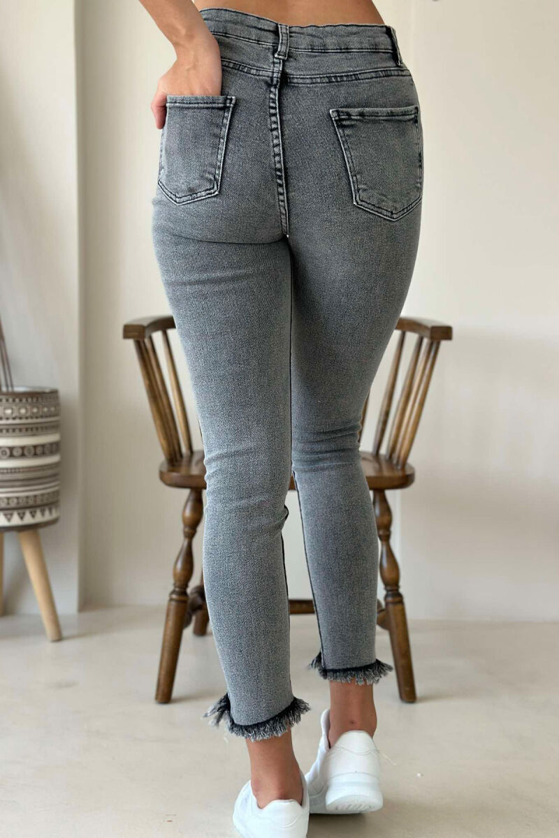 RIPPED END WOMEN JEANS GREY/GRI - 5