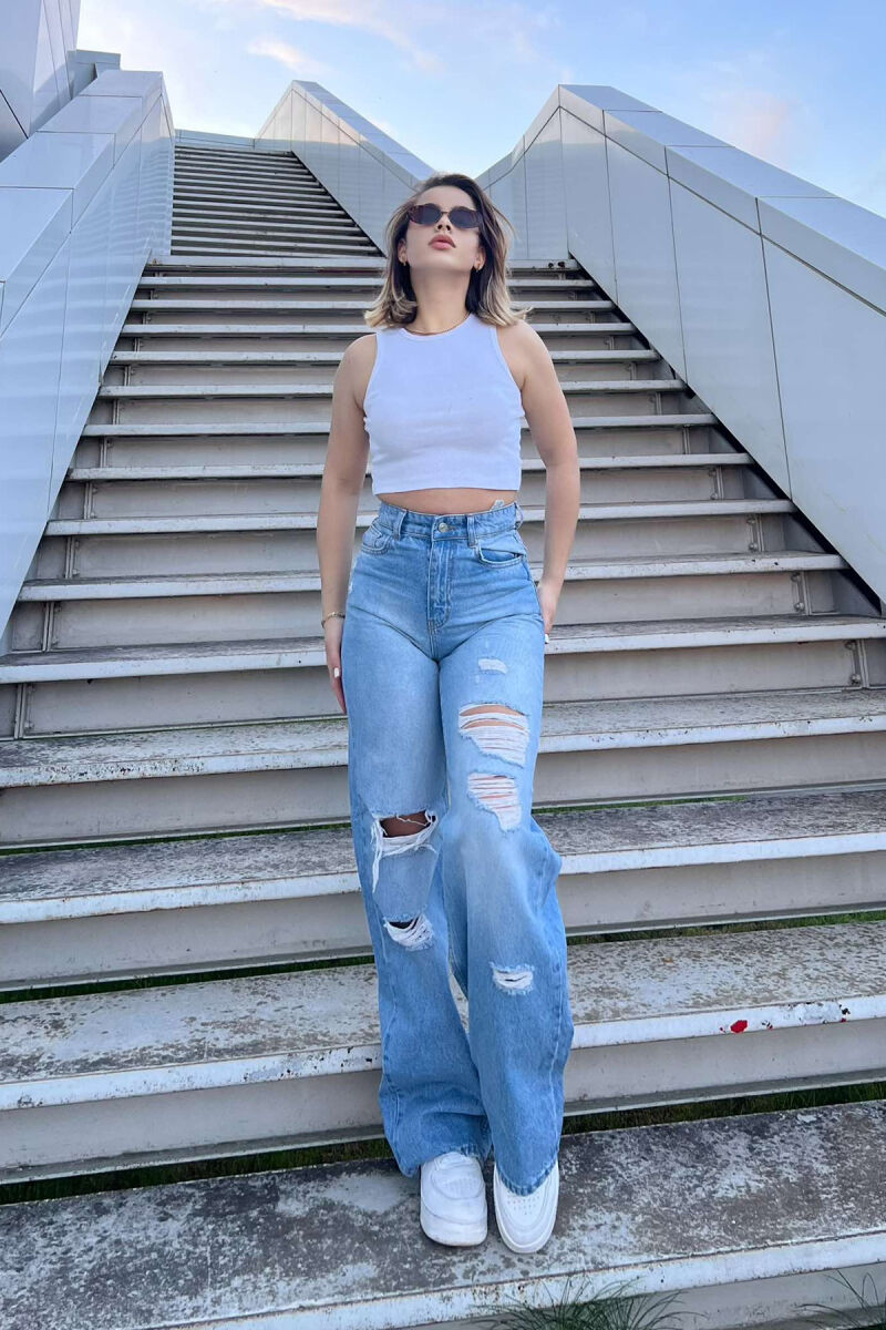 RIPPED JEANS ONE COLOR WOMEN JEANS BLUE/BLU - 3