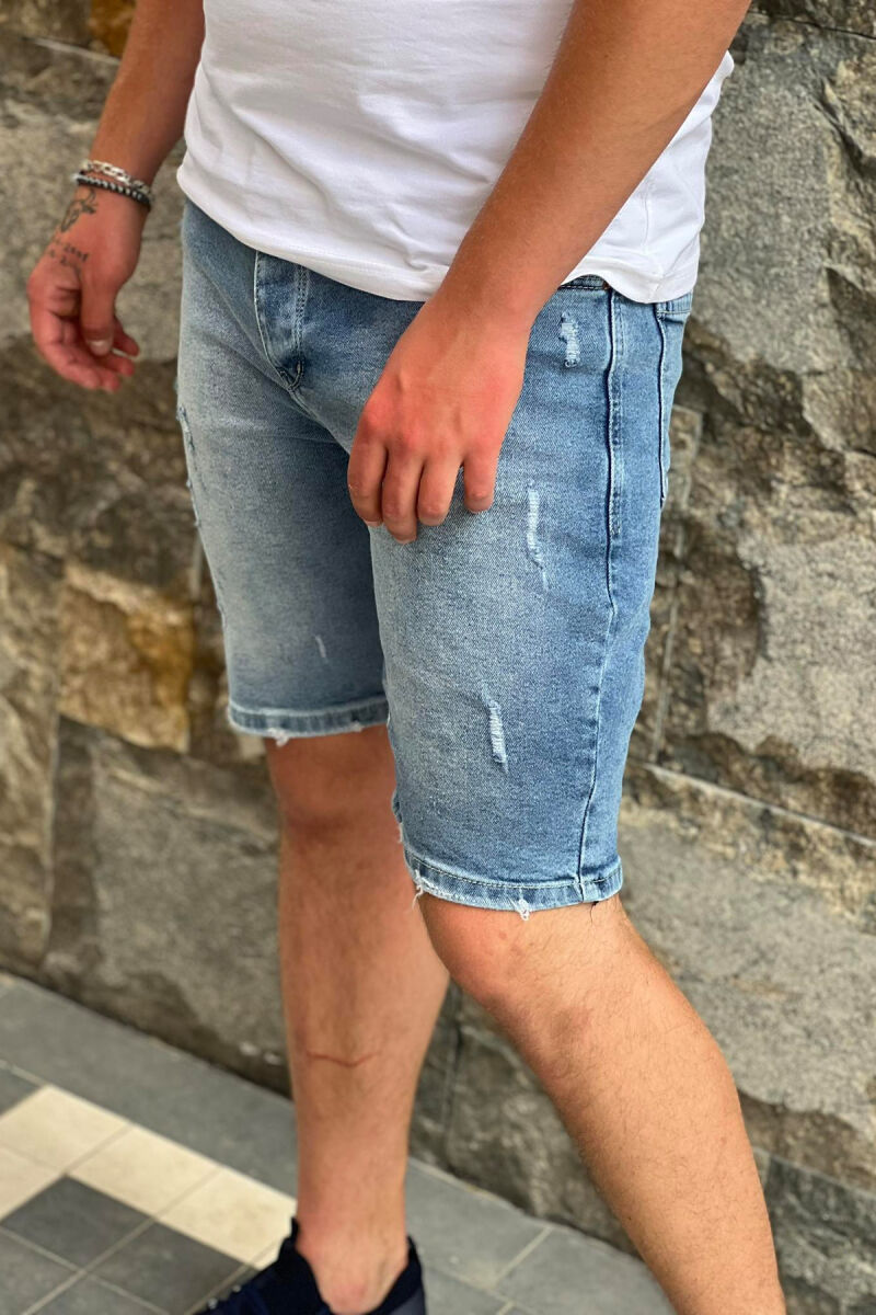 RIPPED MAN SHORT JEANS LIGHTBLUE/BZ - 2