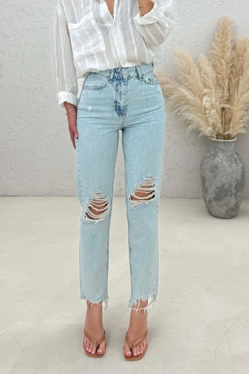 RIPPED ONE COLOR WOMAN JEANS LIGHTBLUE/BZ - 3