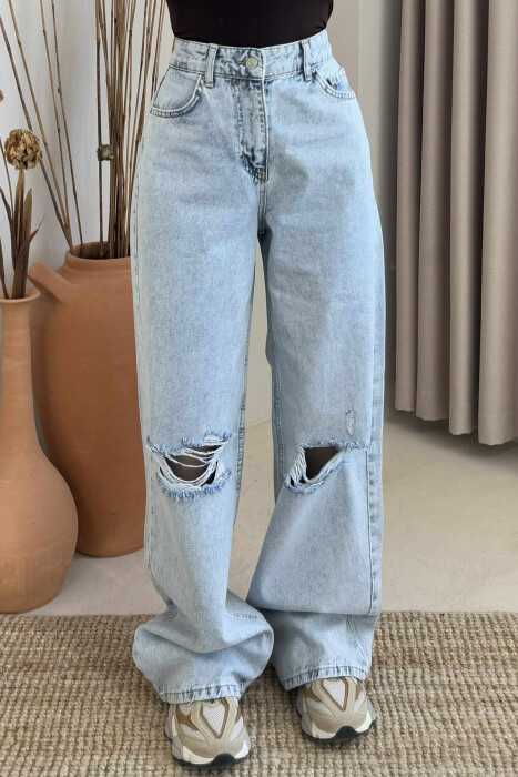 RIPPED SIMPLE WOMEN JEANS LIGHTBLUE/BZ - 3