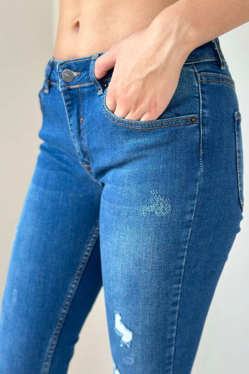 RIPPED SLIM FIT WOMEN JEANS BLUE/BLU - 4