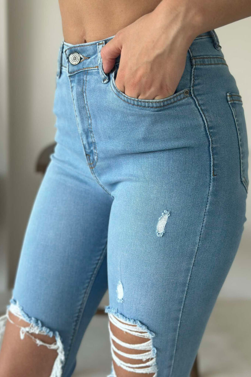 RIPPED SLIM FIT WOMEN JEANS LIGHTBLUE/BZ - 4