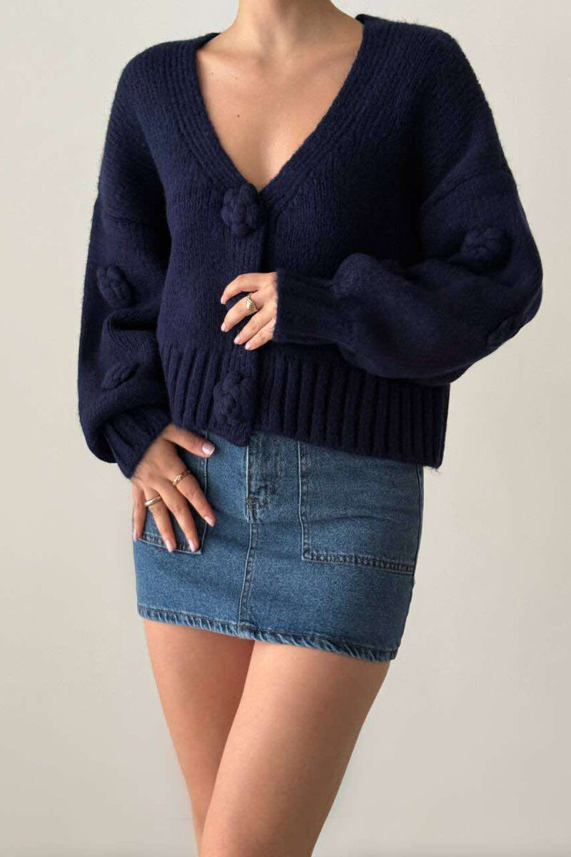 ROSE BUTTONS WOMEN CARDIGAN DARK BLUE/BEE - 2