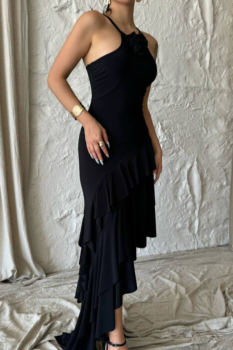 ROSE DETAIL THIN STRAPS WOMAN DRESS BLACK/ E ZEZE - 2