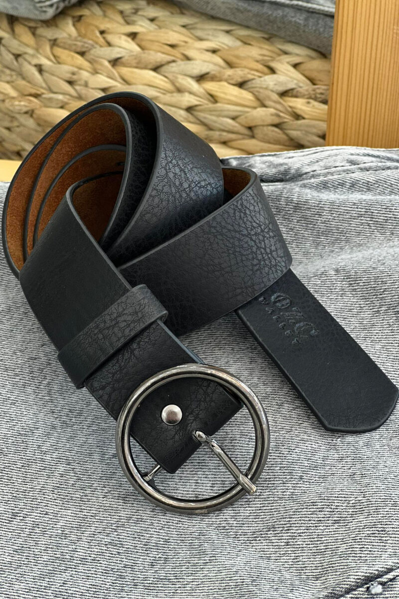 ROUND BUCKLE DESIGN WOMEN BELT BLACK/ E ZEZE - 2