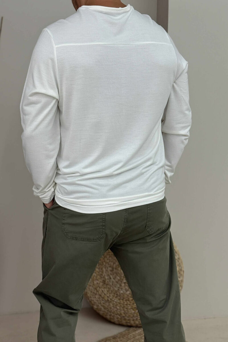 ROUND BUTTONED NECK ONE COLOR MEN SHIRT WHITE-E BARDHE - 3