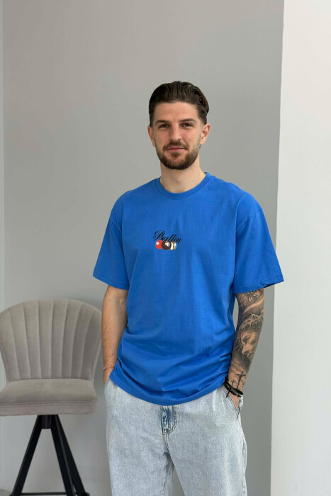 ROUND NECK BACK IMAGE MEN T-SHIRT BLUE/BLU - 1