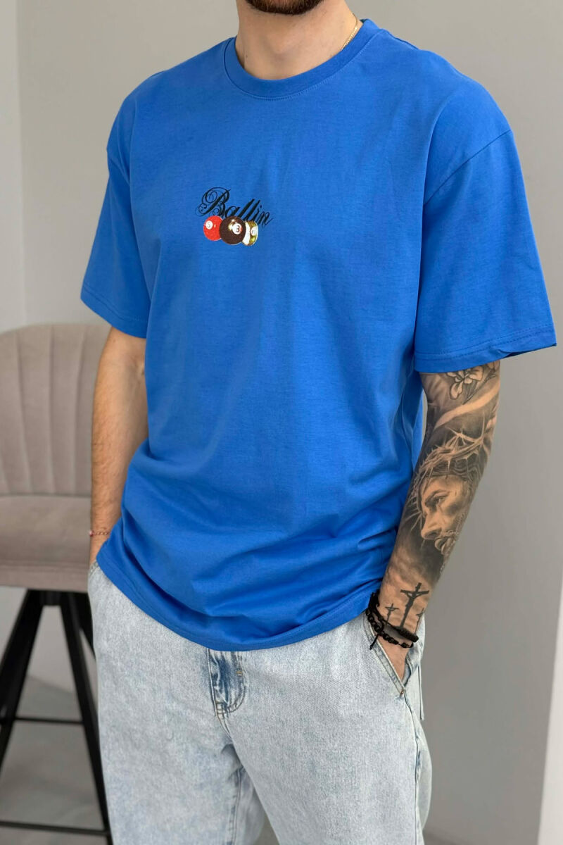 ROUND NECK BACK IMAGE MEN T-SHIRT BLUE/BLU - 2
