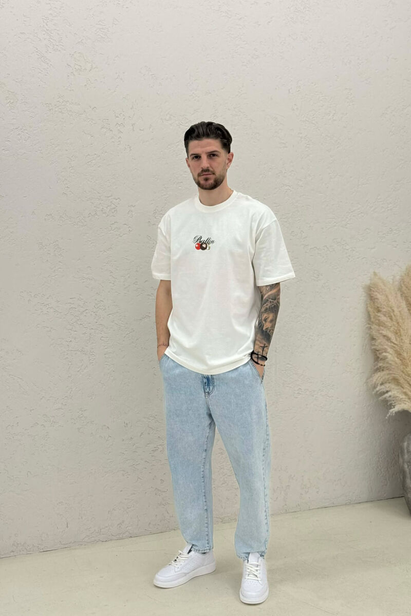 ROUND NECK BACK IMAGE MEN T-SHIRT CREAM/KREM - 3