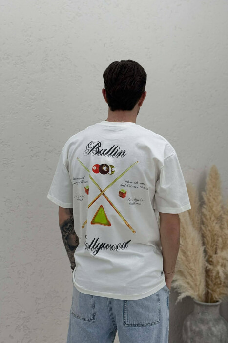 ROUND NECK BACK IMAGE MEN T-SHIRT CREAM/KREM - 4