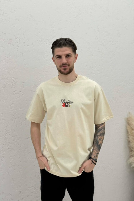 ROUND NECK BACK IMAGE MEN T-SHIRT LIGHT BEIGE/BZHZB 