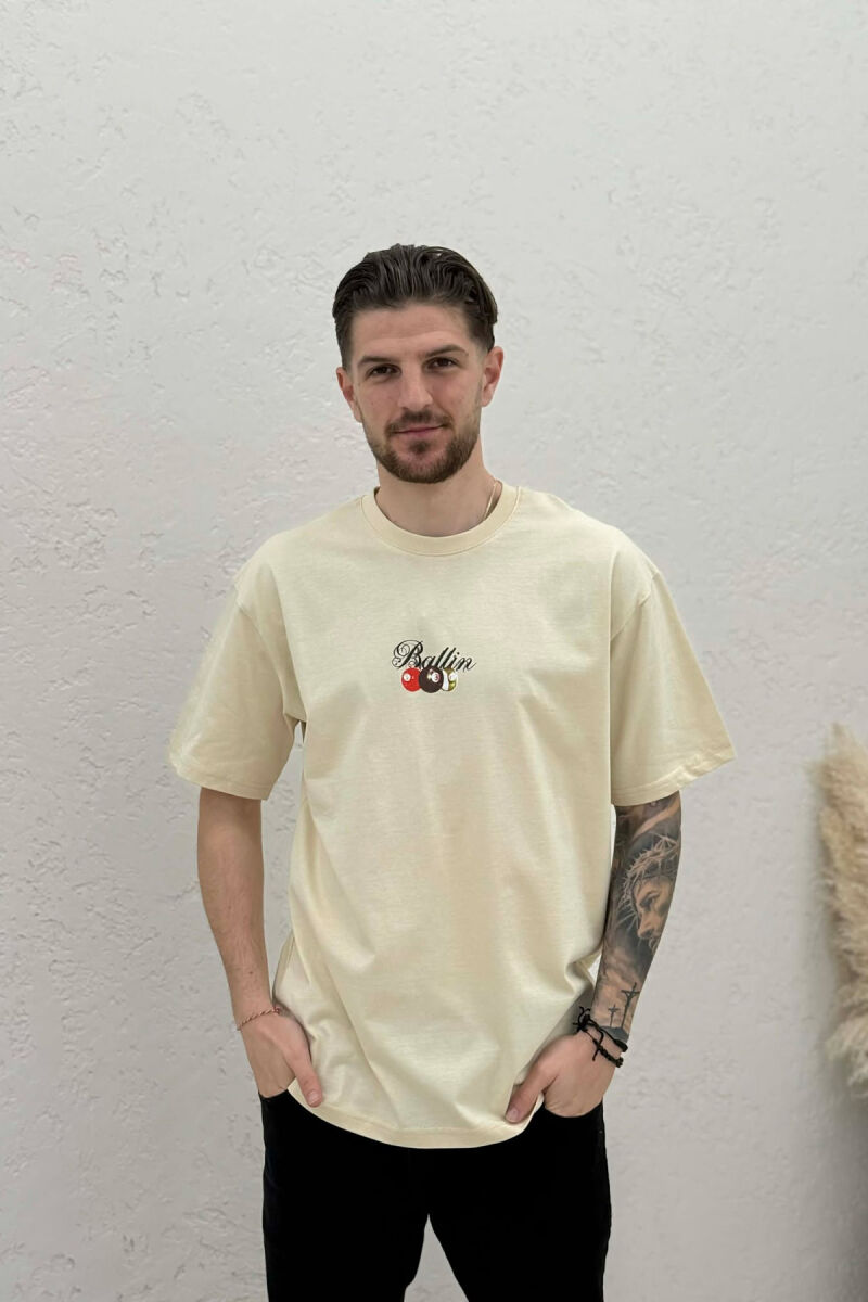 ROUND NECK BACK IMAGE MEN T-SHIRT LIGHT BEIGE/BZHZB - 1