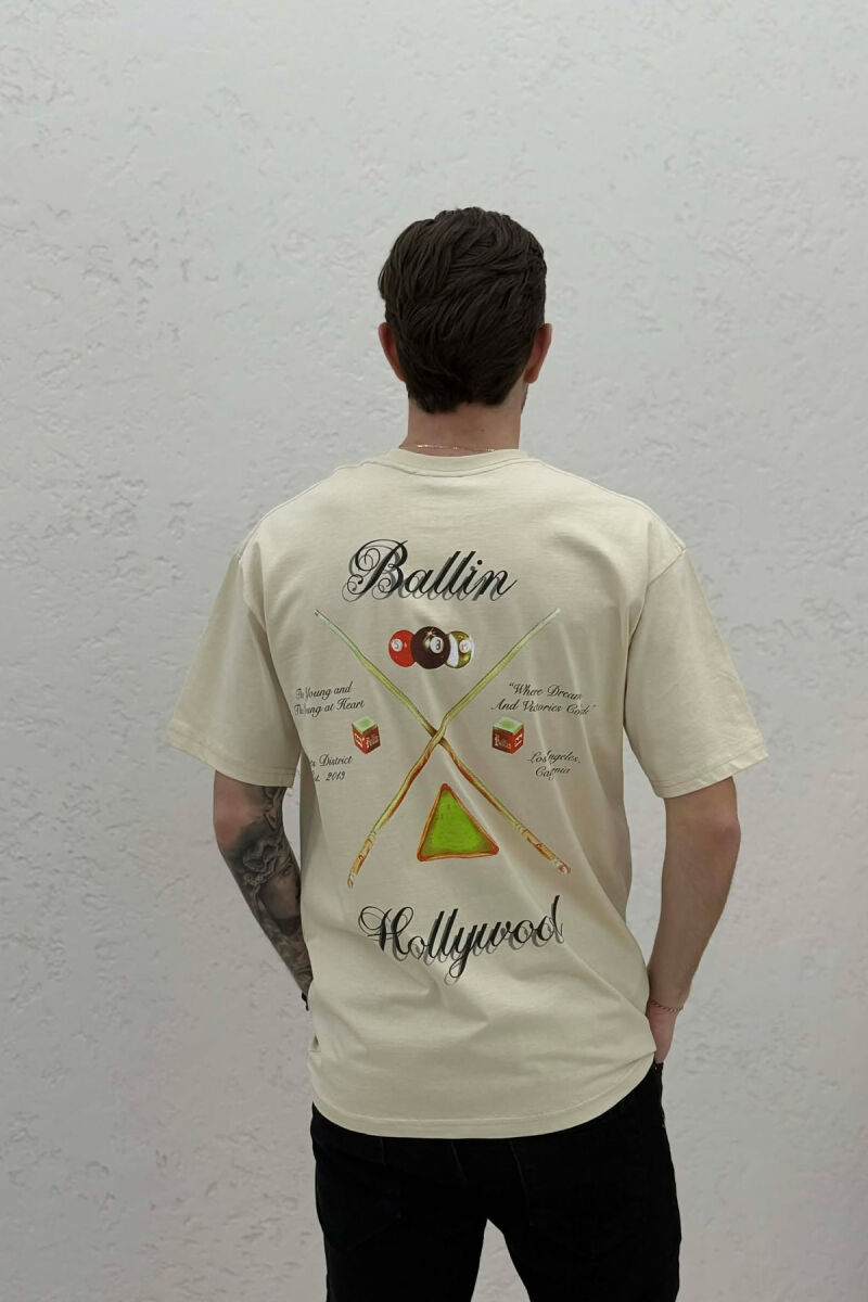 ROUND NECK BACK IMAGE MEN T-SHIRT LIGHT BEIGE/BZHZB - 4