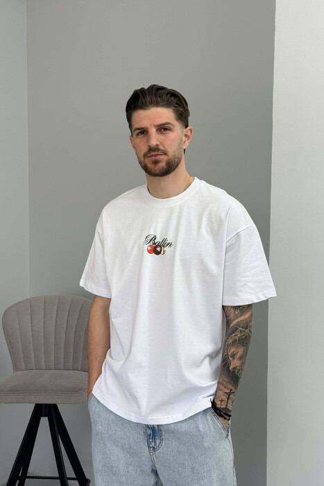 ROUND NECK BACK IMAGE MEN T-SHIRT WHITE-E BARDHE 
