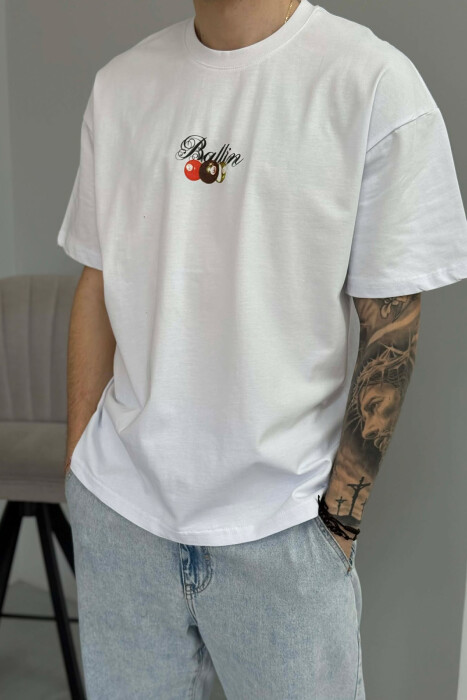 ROUND NECK BACK IMAGE MEN T-SHIRT WHITE-E BARDHE - 2