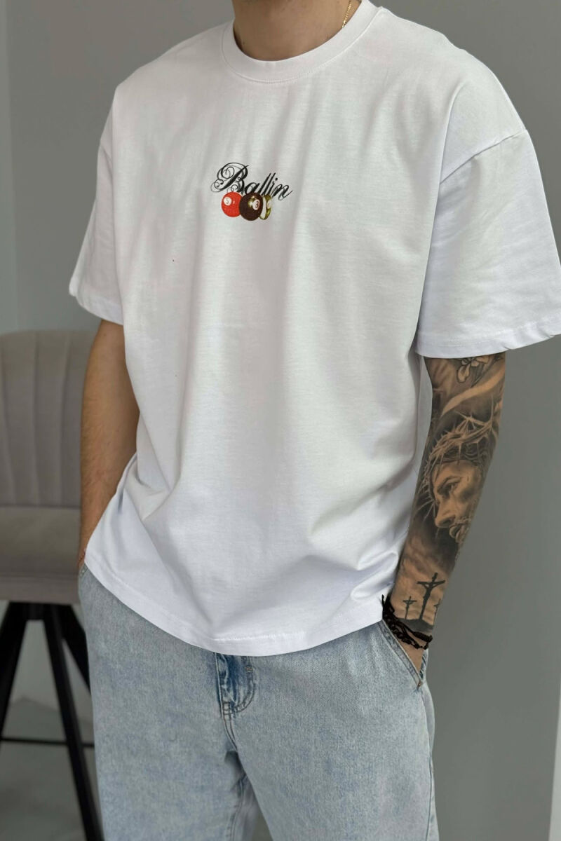 ROUND NECK BACK IMAGE MEN T-SHIRT WHITE-E BARDHE - 2