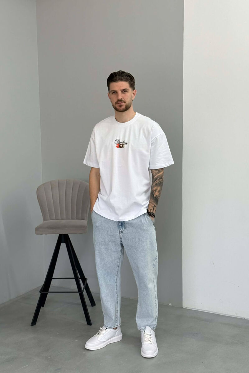 ROUND NECK BACK IMAGE MEN T-SHIRT WHITE-E BARDHE - 3
