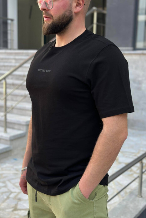 ROUND NECK COTTON MEN T-SHIRT BLACK/ E ZEZE 