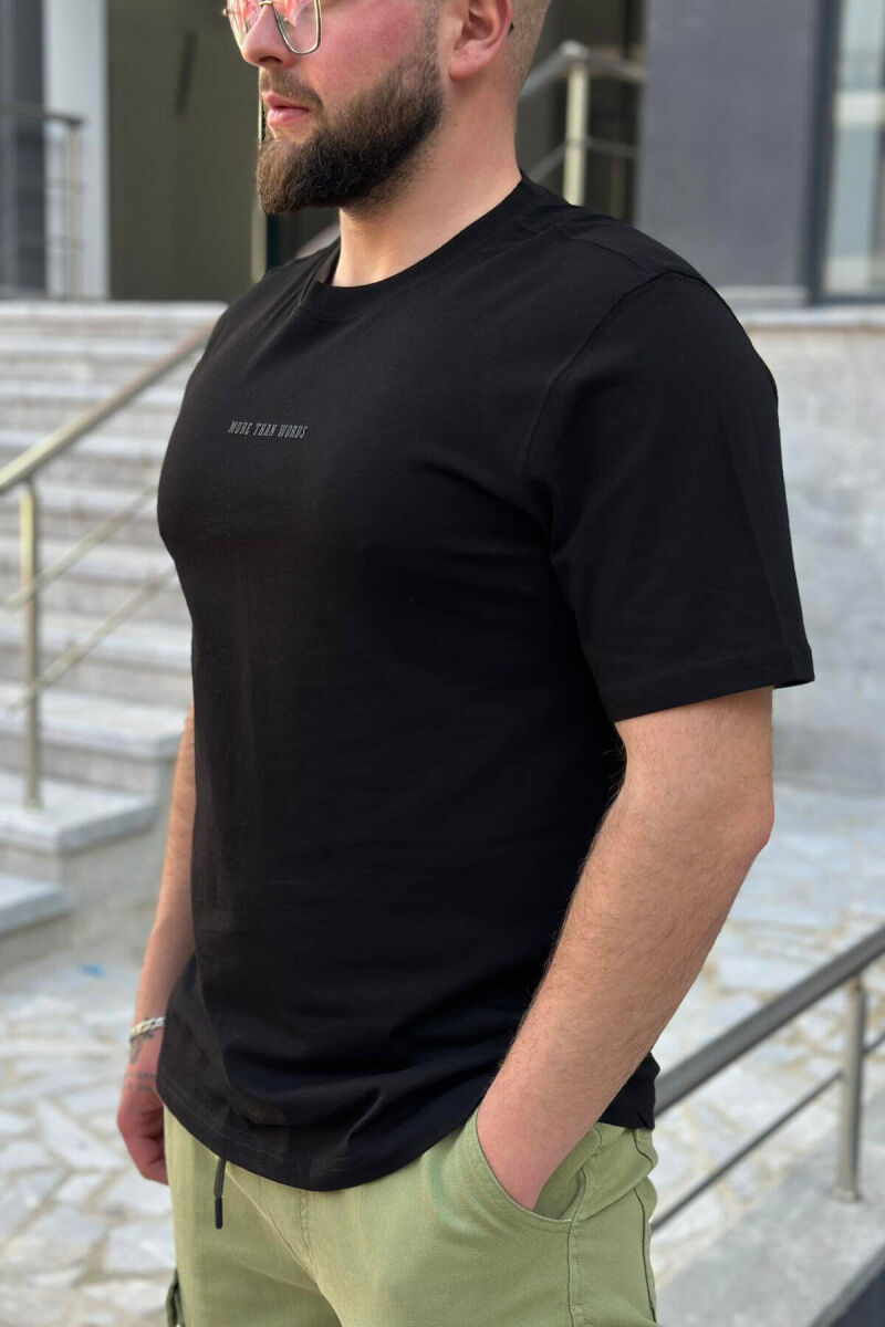 ROUND NECK COTTON MEN T-SHIRT BLACK/ E ZEZE - 1