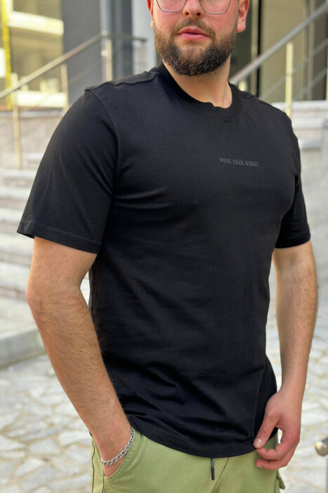 ROUND NECK COTTON MEN T-SHIRT BLACK/ E ZEZE - 2