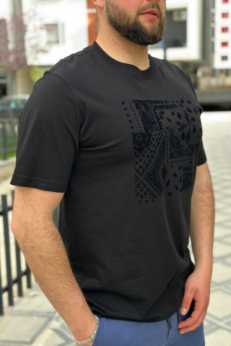 ROUND NECK COTTON MEN T-SHIRT BLACK/ E ZEZE - 2