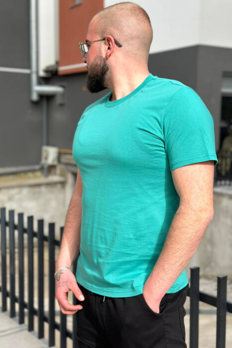 ROUND NECK COTTON MEN T-SHIRT GREEN/JESHILE 