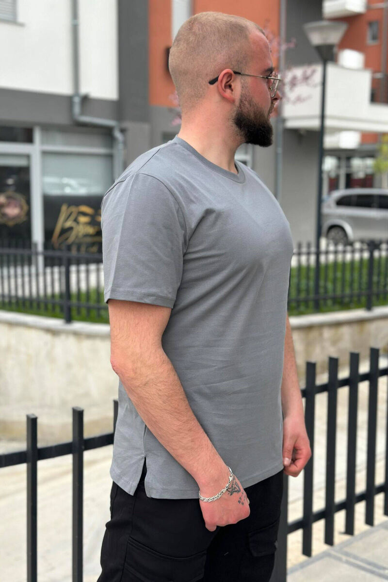 ROUND NECK COTTON MEN T-SHIRT GREY/GRI - 2