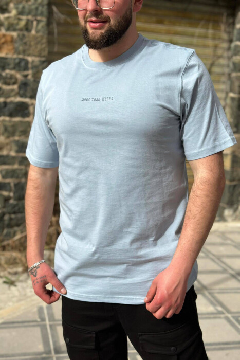 ROUND NECK COTTON MEN T-SHIRT LIGHTBLUE/BZ 