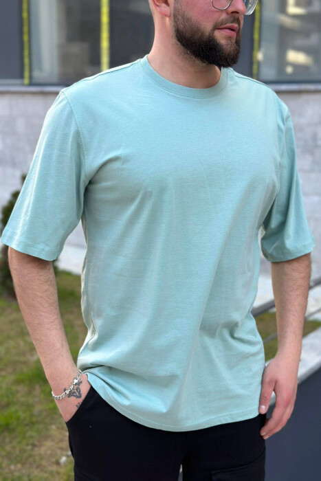 ROUND NECK COTTON MEN T-SHIRT MINT/MENTE 