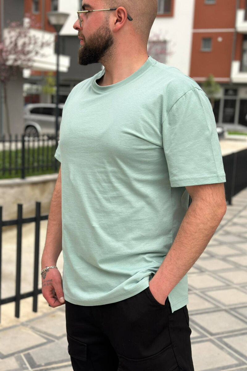 ROUND NECK COTTON MEN T-SHIRT MINT/MENTE - 2