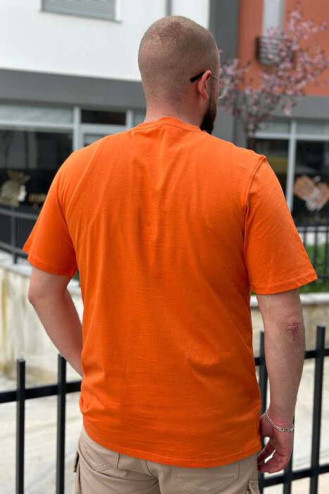 ROUND NECK COTTON MEN T-SHIRT ORANGE/PORTOKALLI - 3