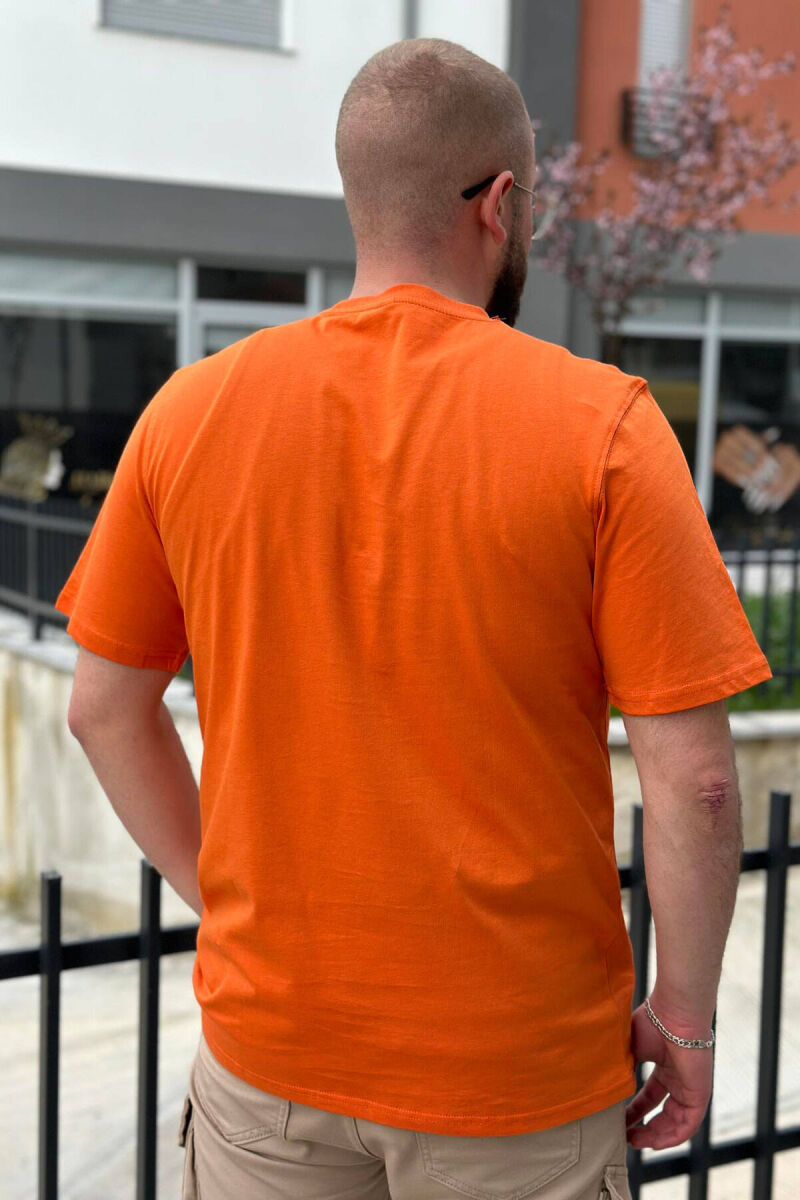 ROUND NECK COTTON MEN T-SHIRT ORANGE/PORTOKALLI - 3