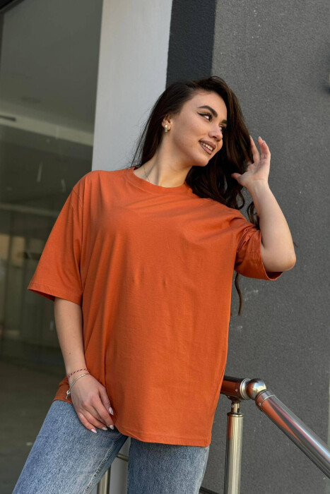 ROUND NECK COTTON MEN T-SHIRT ORANGE/PORTOKALLI 