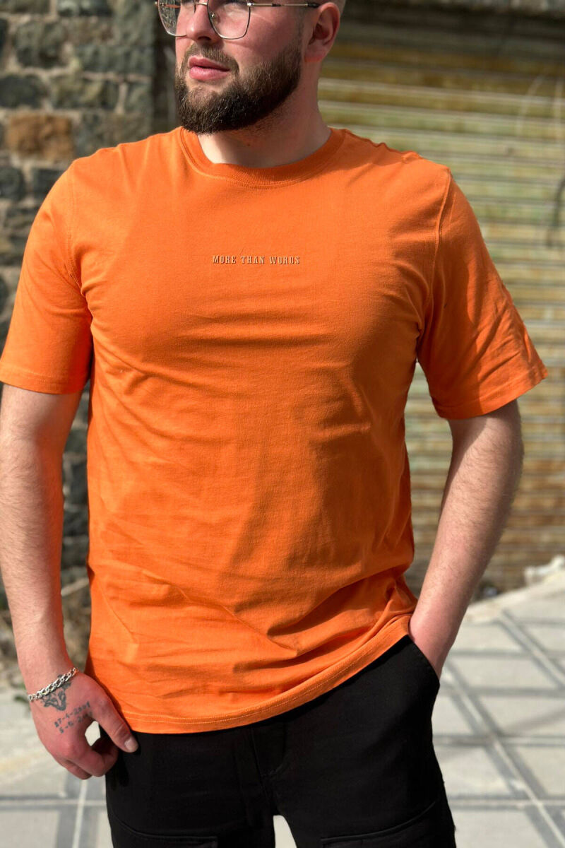 ROUND NECK COTTON MEN T-SHIRT ORANGE/PORTOKALLI - 1