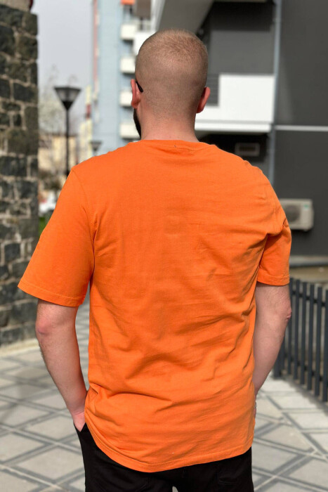 ROUND NECK COTTON MEN T-SHIRT ORANGE/PORTOKALLI - 2