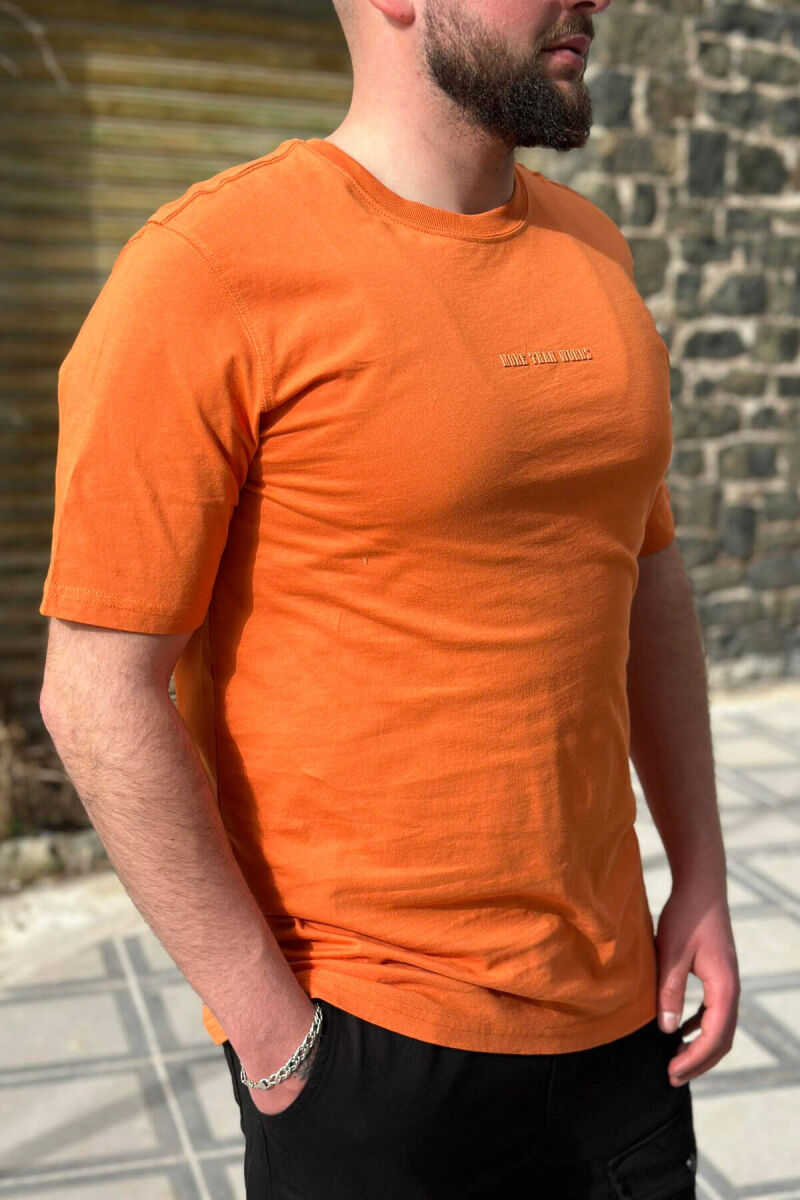 ROUND NECK COTTON MEN T-SHIRT ORANGE/PORTOKALLI - 3