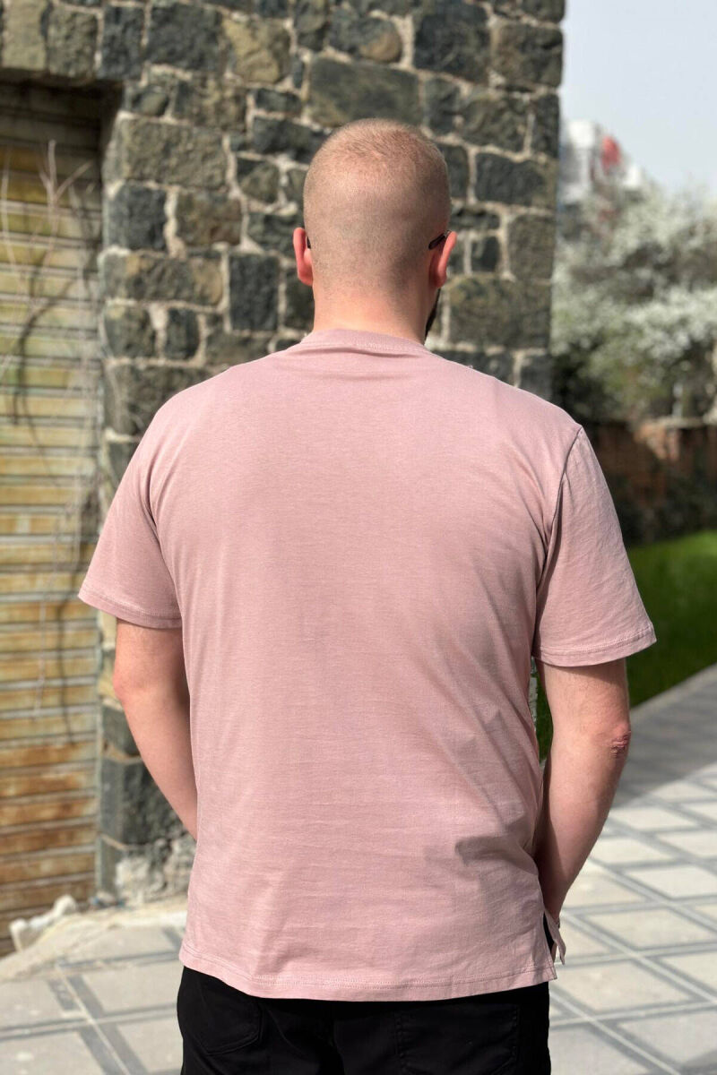 ROUND NECK COTTON MEN T-SHIRT POWDER/PUDER - 2