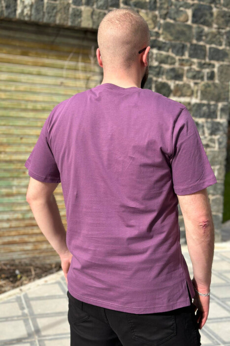 ROUND NECK COTTON MEN T-SHIRT PURPLE/LEJLA - 2