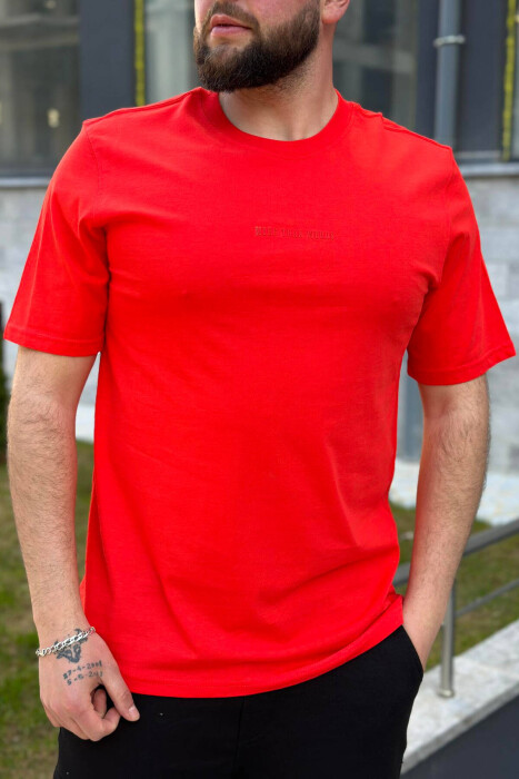 ROUND NECK COTTON MEN T-SHIRT RED/E KUQE 